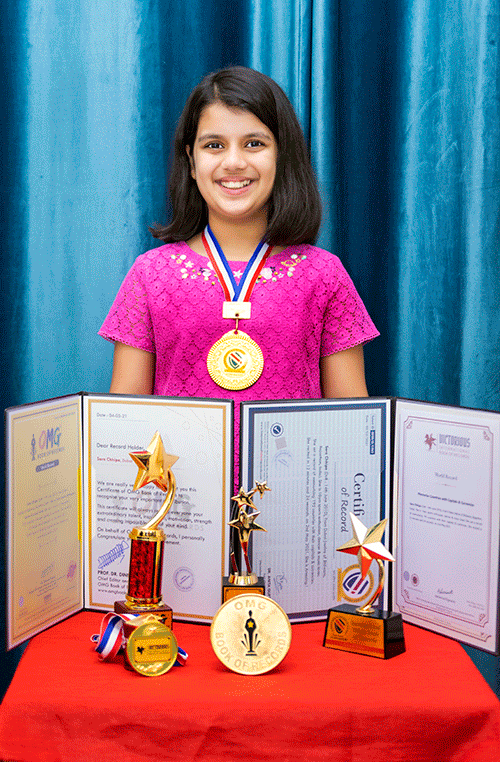 Dubai school girl Sara Chhipa makes her way to World Book of Records