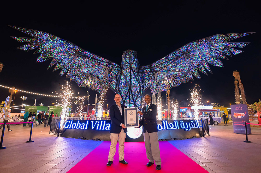 The largest illuminated steel sculpture of a bird in the world lands in Global Village 